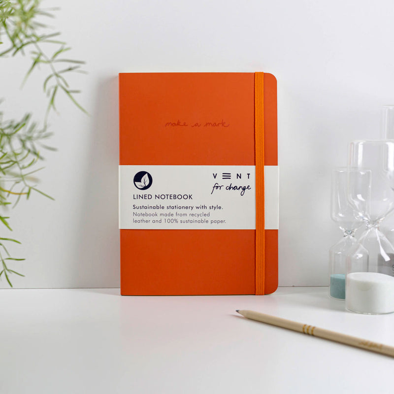 Vent for Change A5 Recycled Leather Notebook - Orange