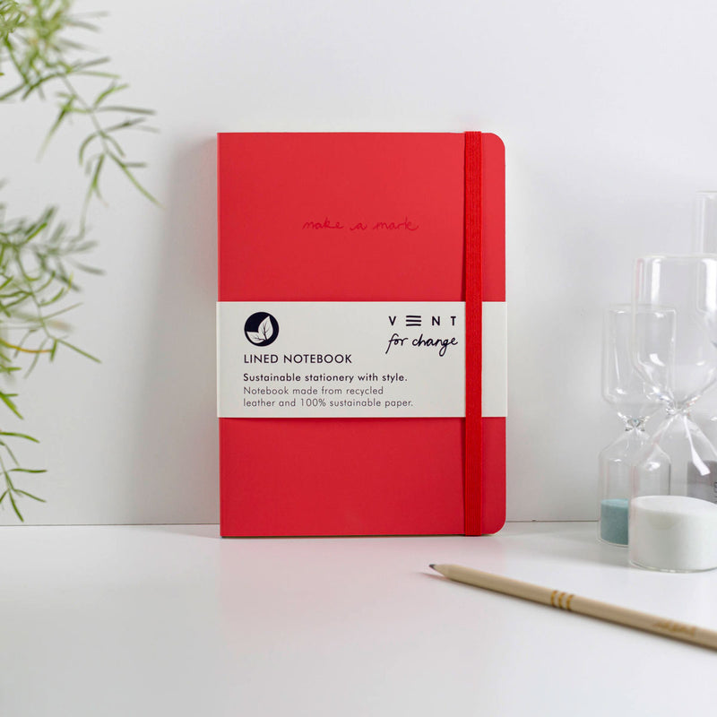 Vent for Change A5 Recycled Leather Notebook - Red