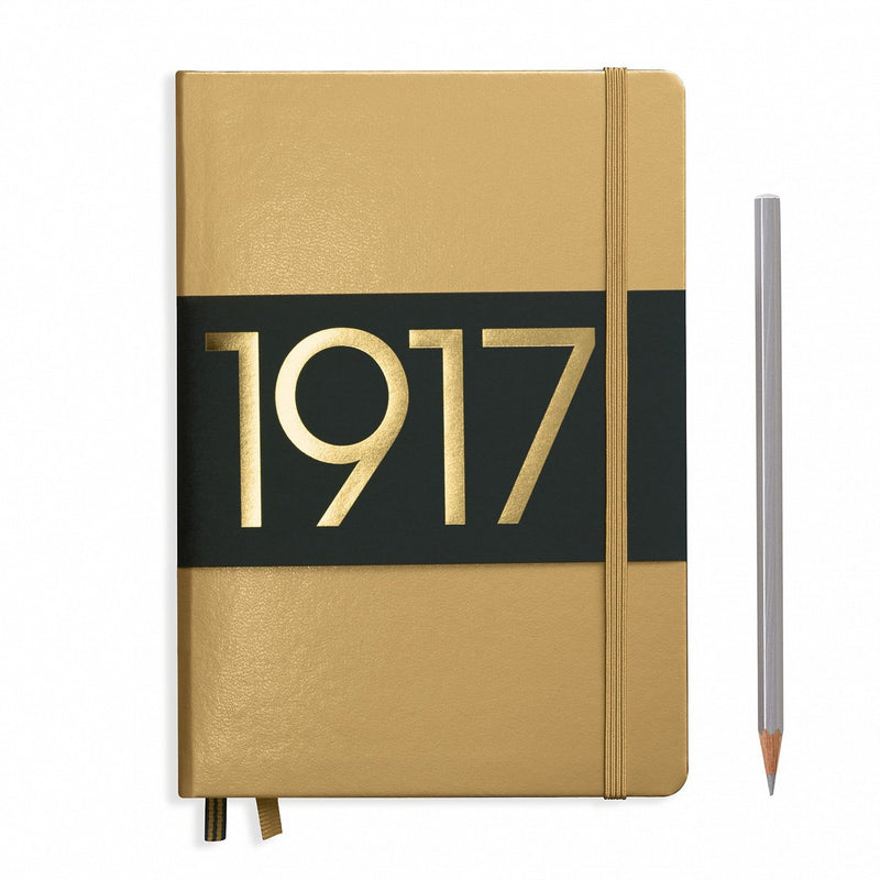 Leuchtturm 1917 Hardback Metallic A5 Notebook Gold Lined