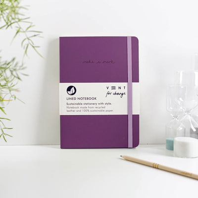 Vent for Change A5 Recycled Leather Notebook - Purple
