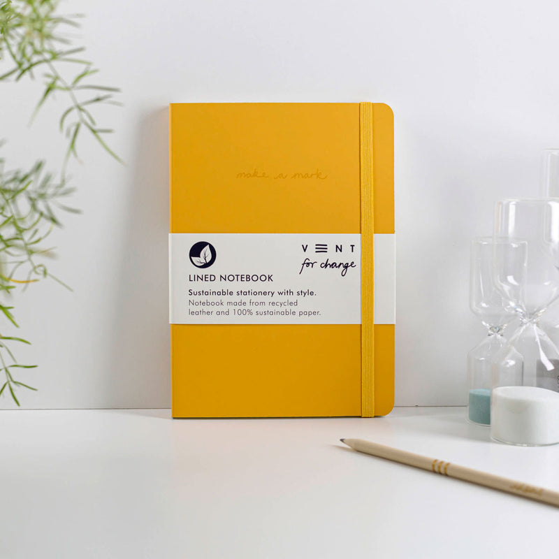 Vent for Change A5 Recycled Leather Notebook - Yellow