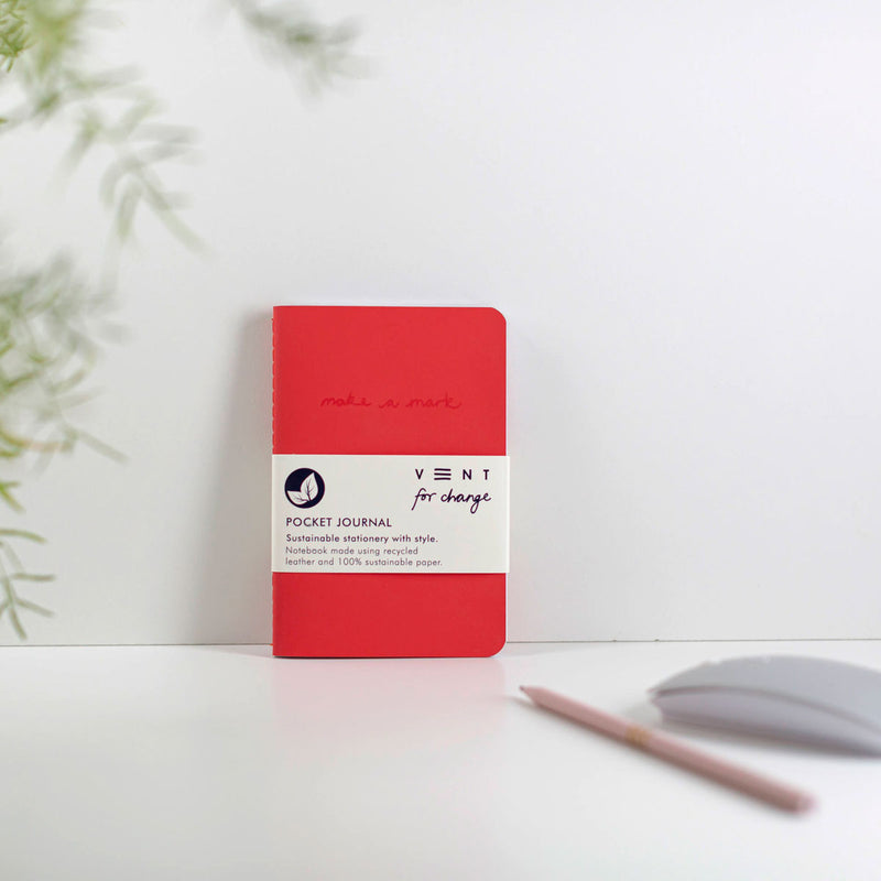 Vent for Change A6 Recycled Leather Notebook - Red