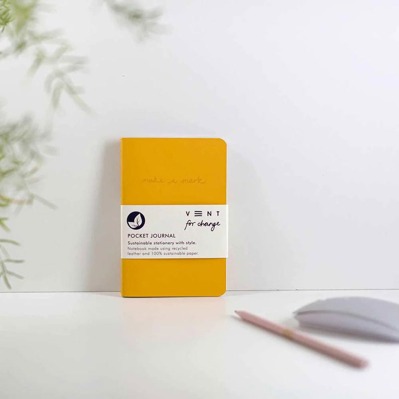 Vent for Change A6 Recycled Leather Notebook - Yellow