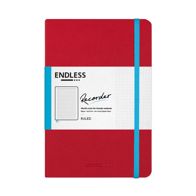 Endless Recorder Notebook - A5 Crimson Sky Ruled Regalia