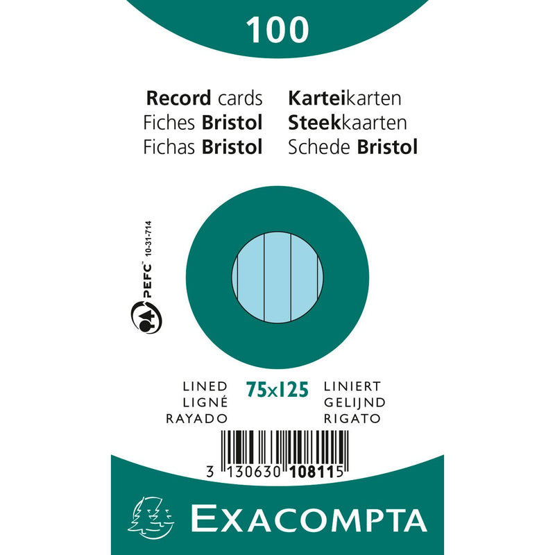 Exacompta Record Cards - Blue Lined