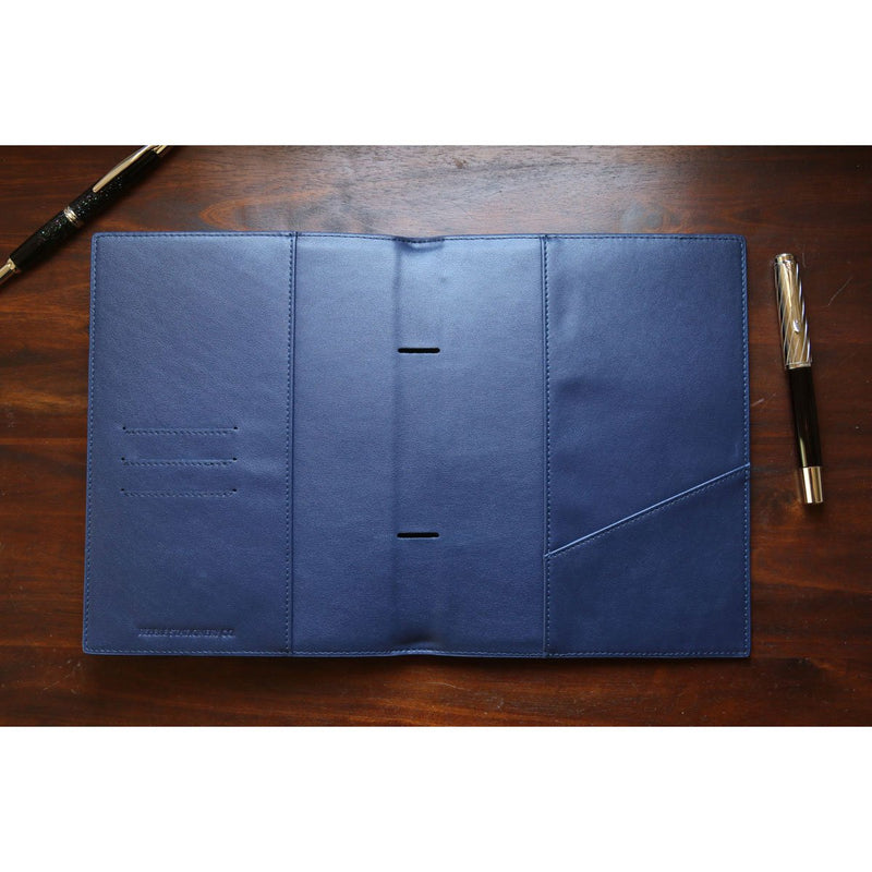 Pebble Leather Notebook Cover - A5 Navy