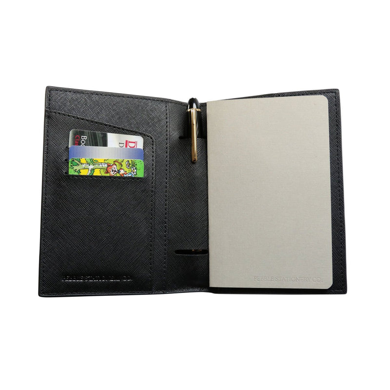 Pebble Leather Notebook Cover - Black