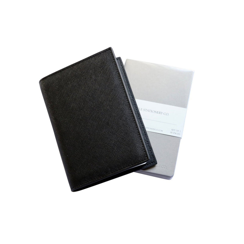Pebble Leather Notebook Cover - Black
