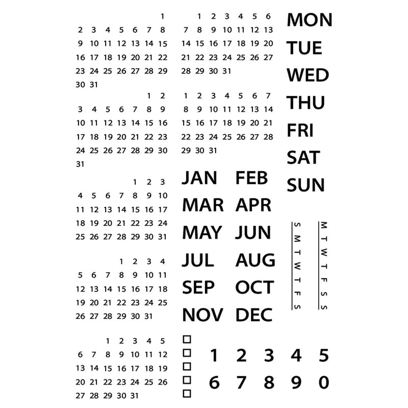 Pebble Calendar Stamp Kit - Minimalist