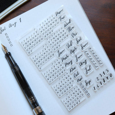 Pebble Calendar Stamp Kit - Brush Font