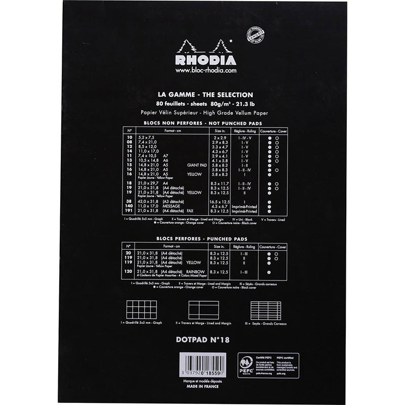 Rhodia A4 Dot Notepad - Black