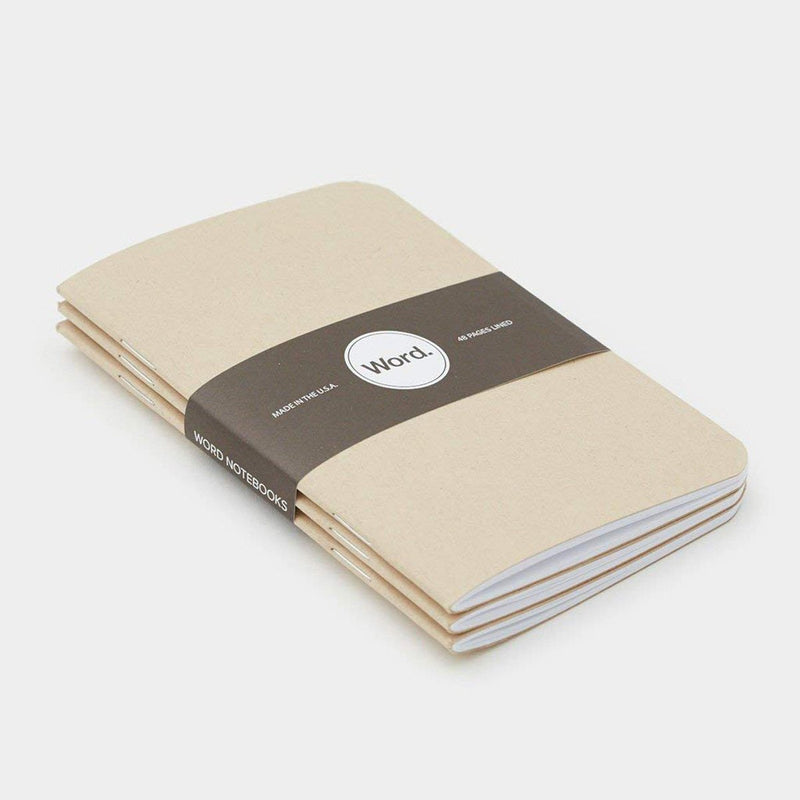 Word Notebooks - Natural Ruled Set of 3